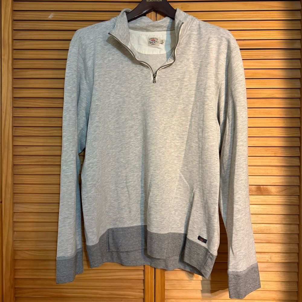 Faherty Men's Gray Quarter-Zip Sweater size large